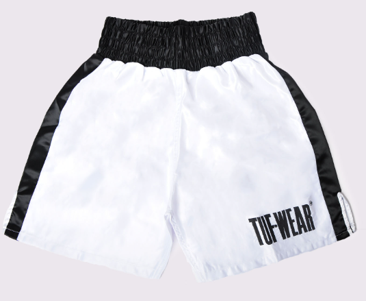 Buy Tuf-Wear Satin Boxing Short White/Black